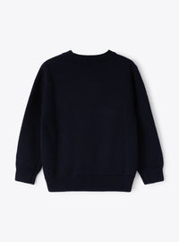 Crew-neck jumper with embroidery - Navy Blue & Royal Blue