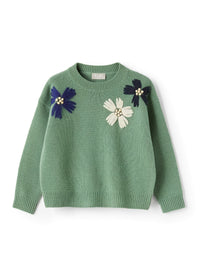 Wool jumper with embroidered flowers - Eucalipto & Bluette