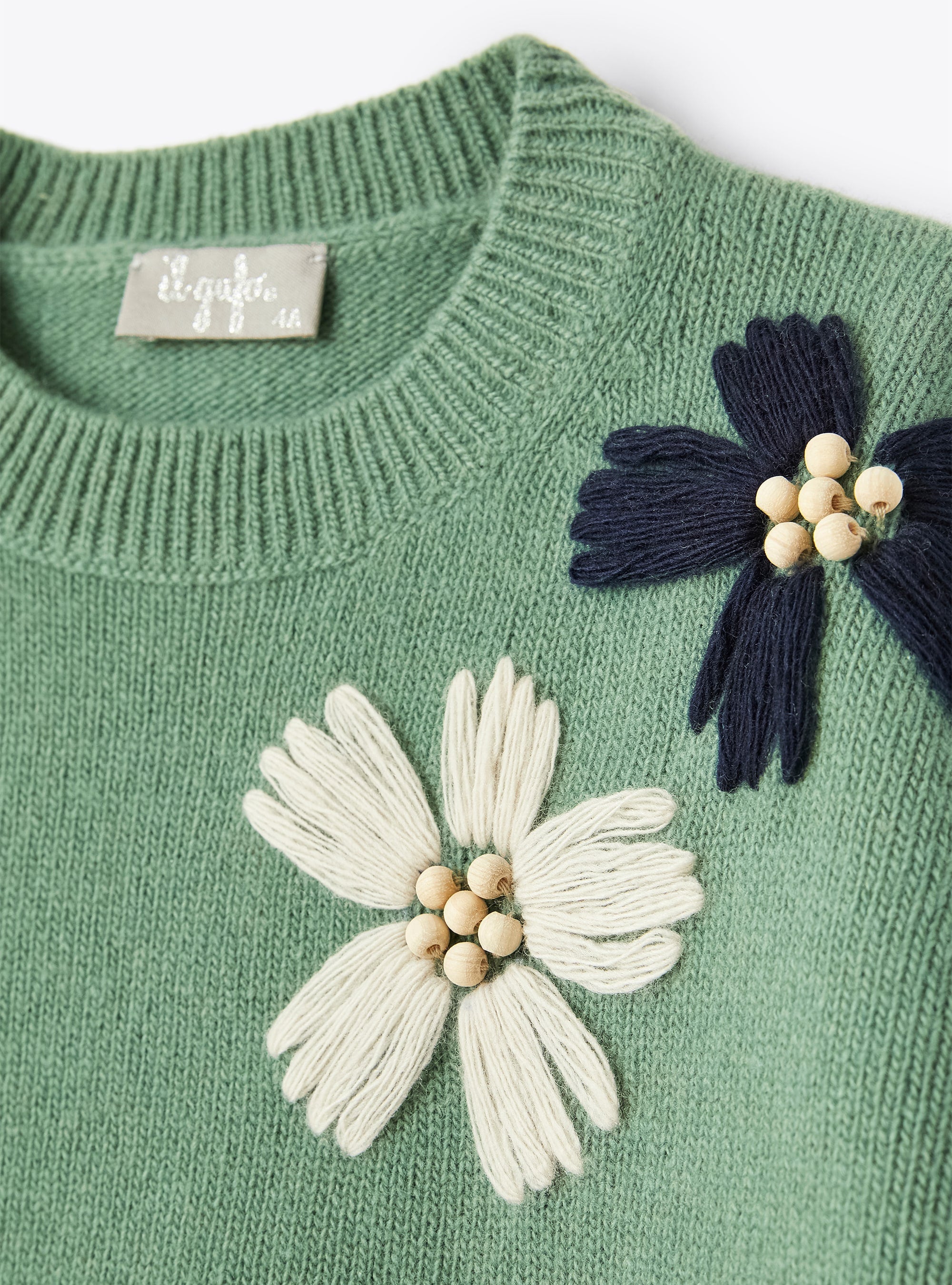 Wool jumper with embroidered flowers - Eucalipto & Bluette