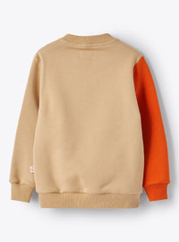 Crew-neck sweatshirt with colourful design - Giallo Mimosa & Nocciola