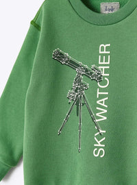 Printed sweatshirt - Verde Drago & Verde