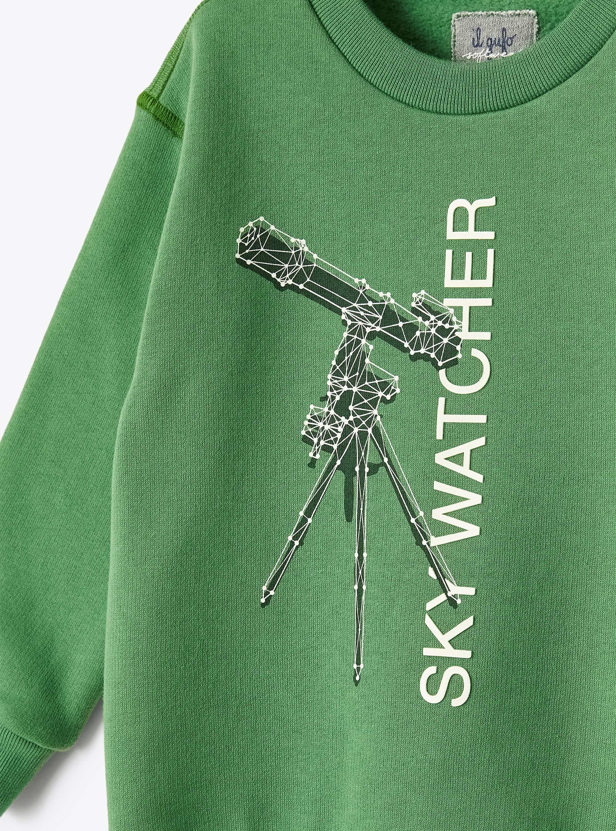 Printed sweatshirt - Verde Drago & Verde