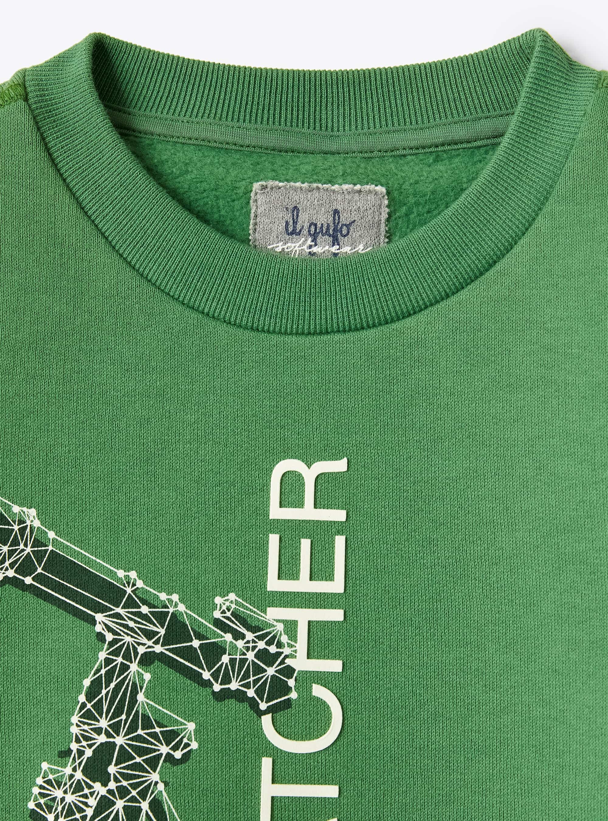 Printed sweatshirt - Verde Drago & Verde