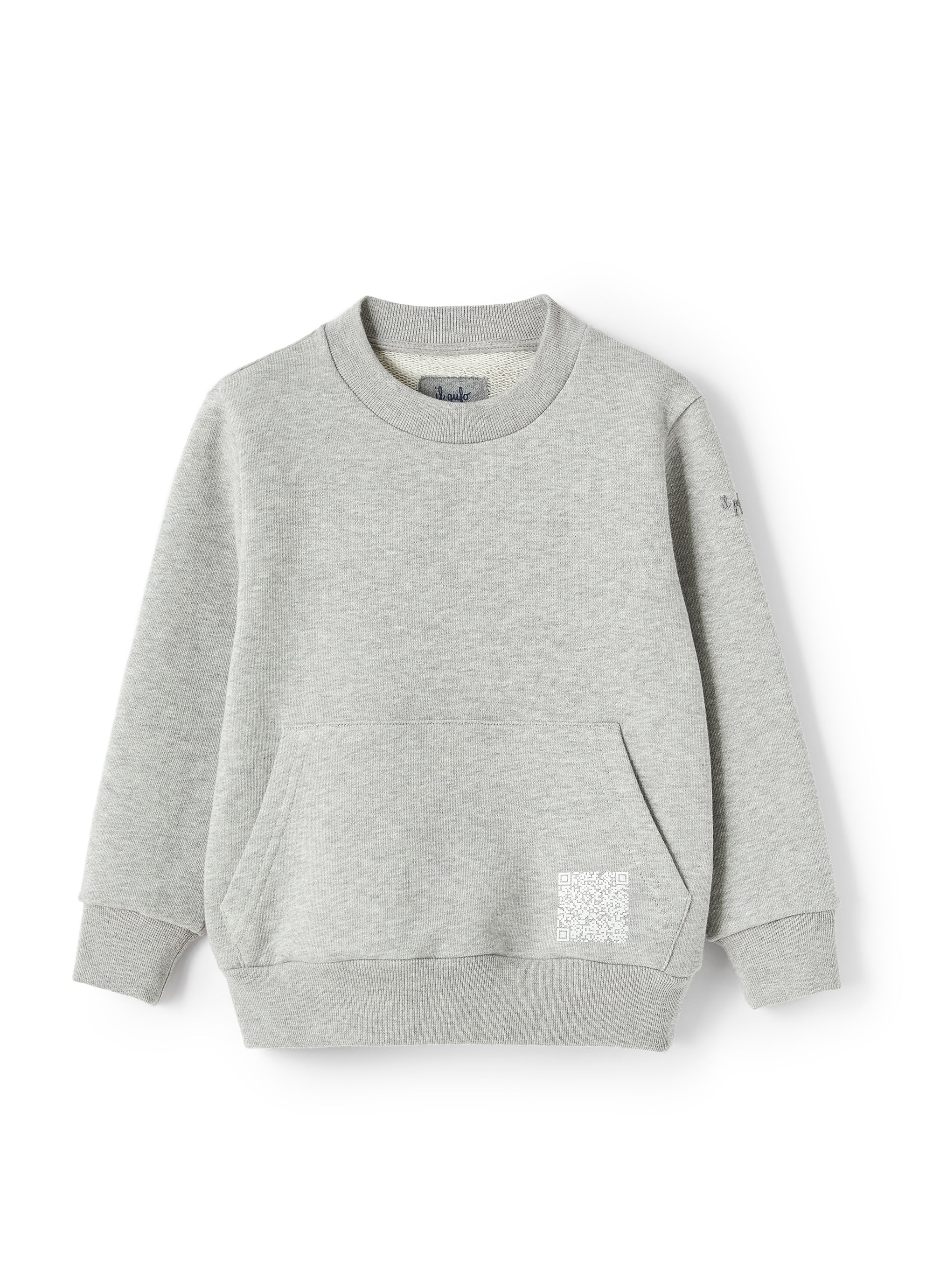 Slim-fit sweatshirt with flower embroidery - Grigio & Corda