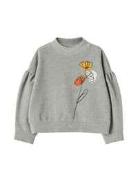 Slim-fit sweatshirt with flower embroidery - Grigio & Corda