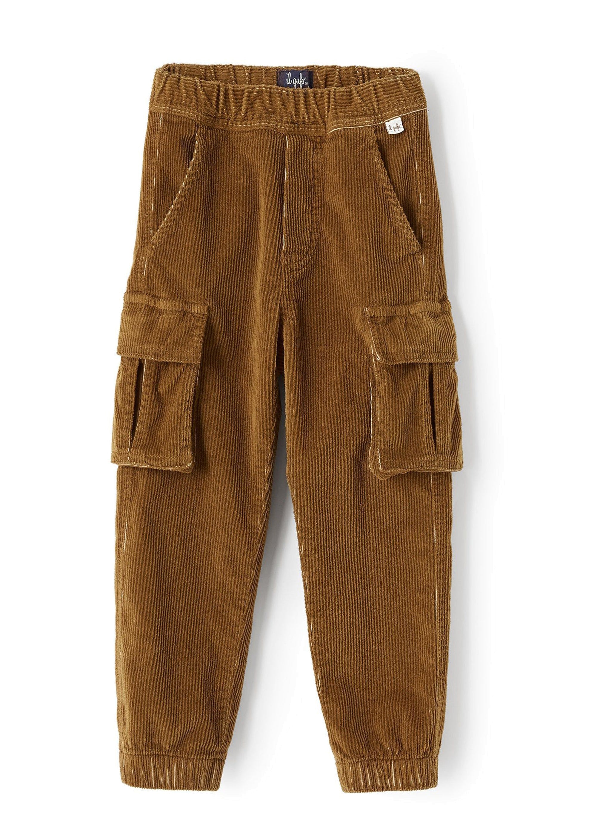 Ribbed cargo trousers - Tabacco