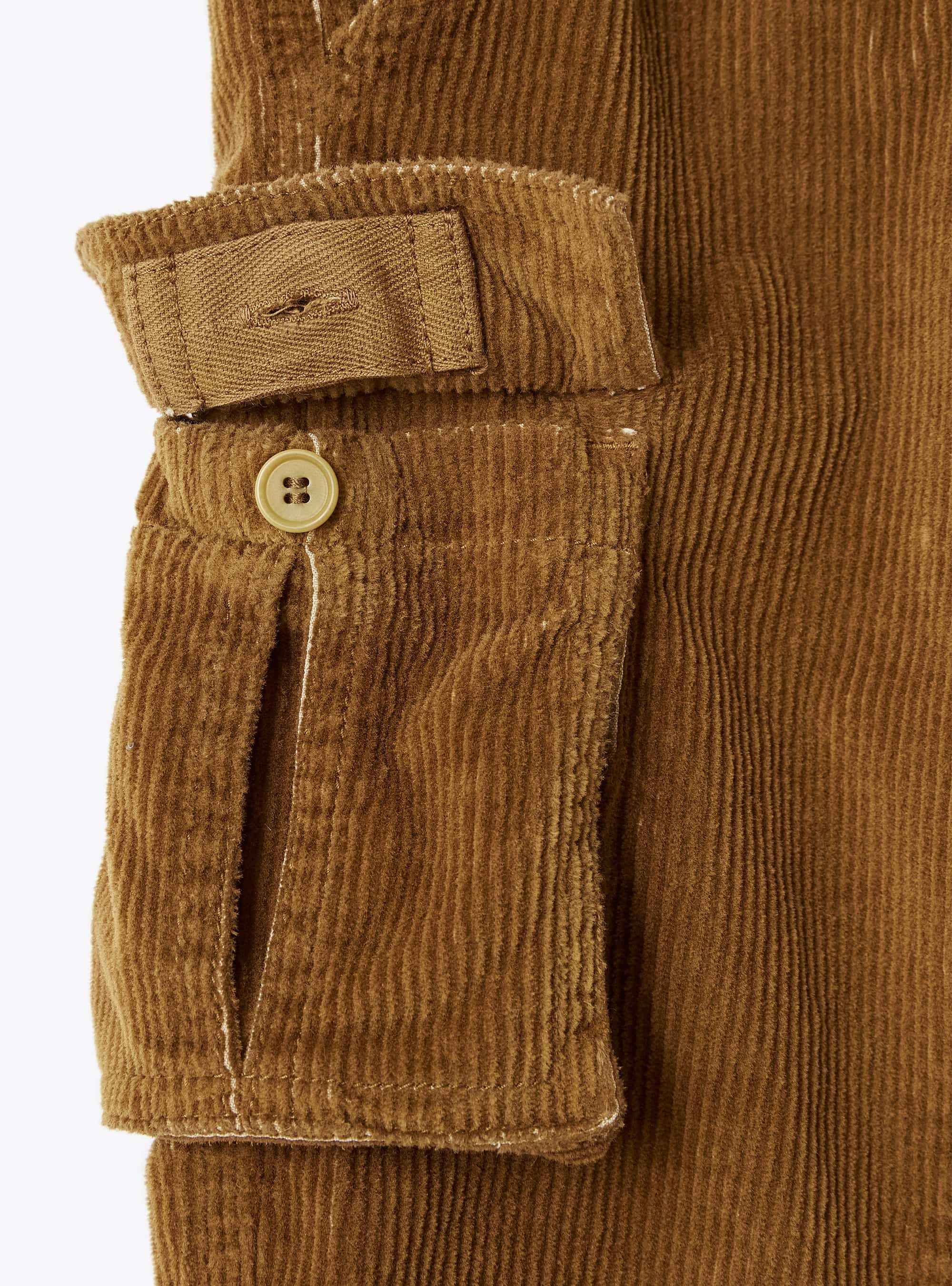 Ribbed cargo trousers - Tabacco