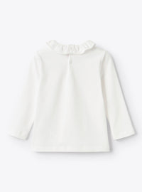 Long-sleeved ruffled T-shirt - White & White
