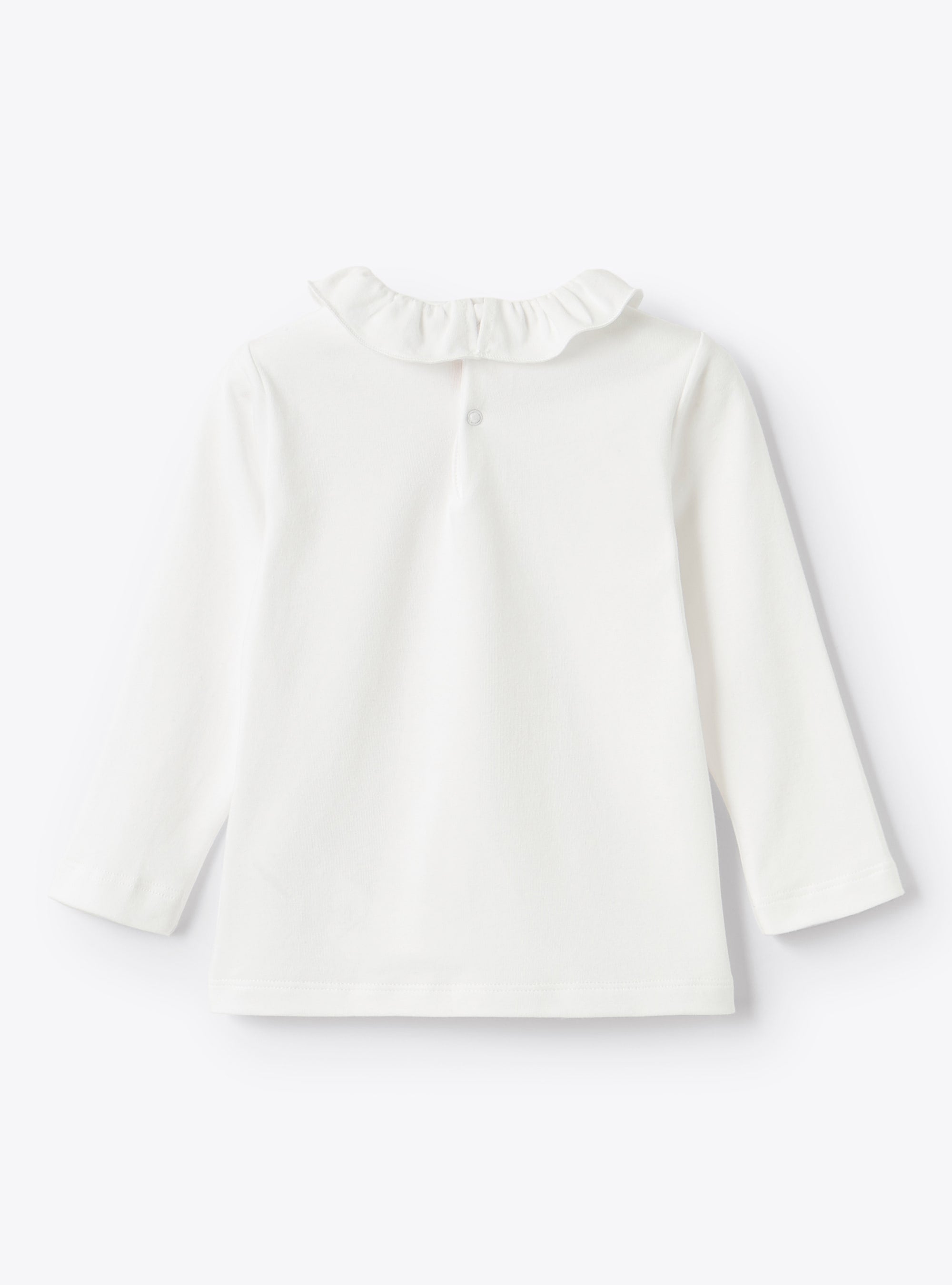 Long-sleeved ruffled T-shirt - White & White