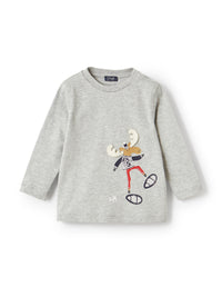 Long-sleeved reindeer T-shirt - Grigio & Blue