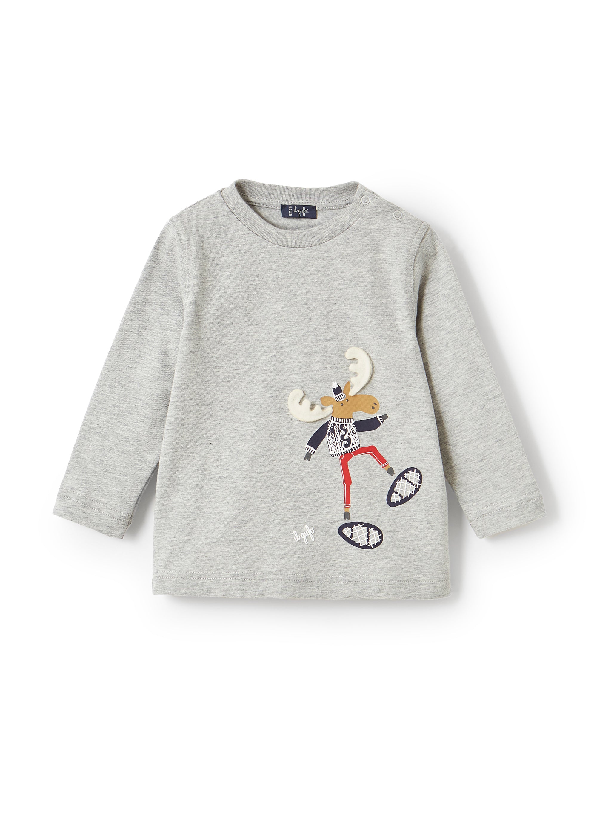 Long-sleeved reindeer T-shirt - Grigio & Blue