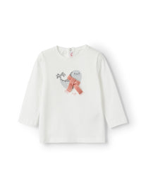 Long-sleeved seal T-shirt - Latte & Rosa Antico