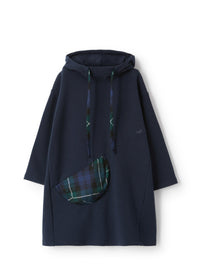 Fleece dress with hood and pockets - Blue Marino & Blue Royal