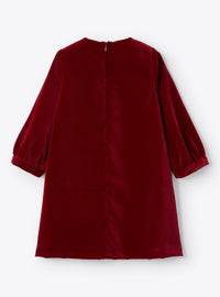 Velvet dress with embroidered stars - Bordeaux