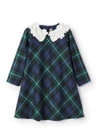 Maxi dress with tartan collar - Blue Chiaro