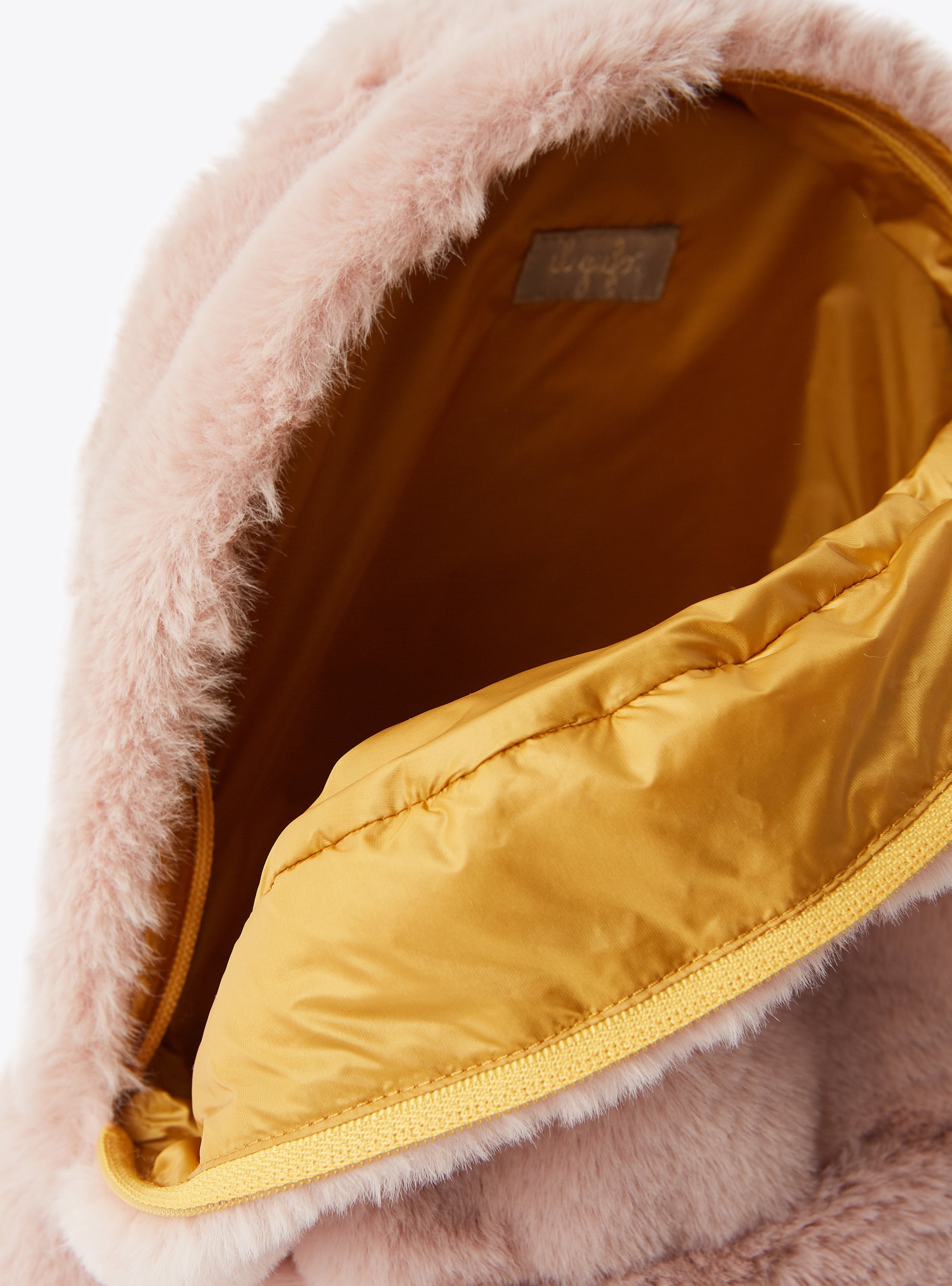 Powdered faux fur backpack - Powder Rose & Amber Color