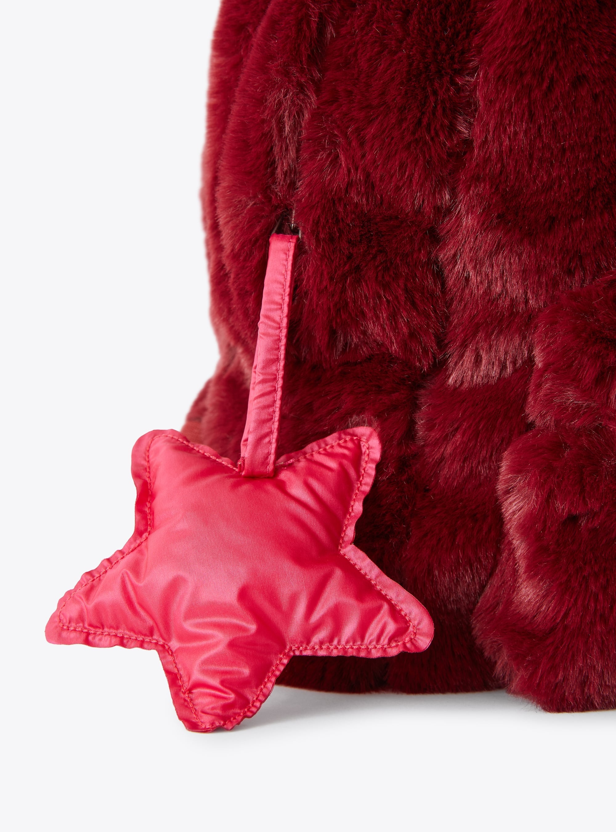 Powdered faux fur backpack - Cranberry Red & Leaf Green