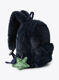 Powdered faux fur backpack - Blue Navy & Verde Wimbledon