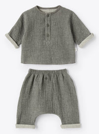 Button-down two-piece set - Carbon