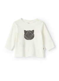 Long-sleeved cat T-shirt - Latte & Grigio