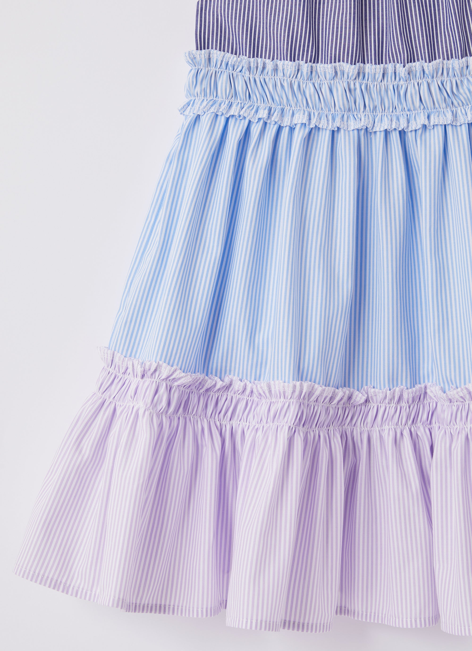 Sleeveless tricolour ruffled dress - Blue Inchiostro & Ibisco