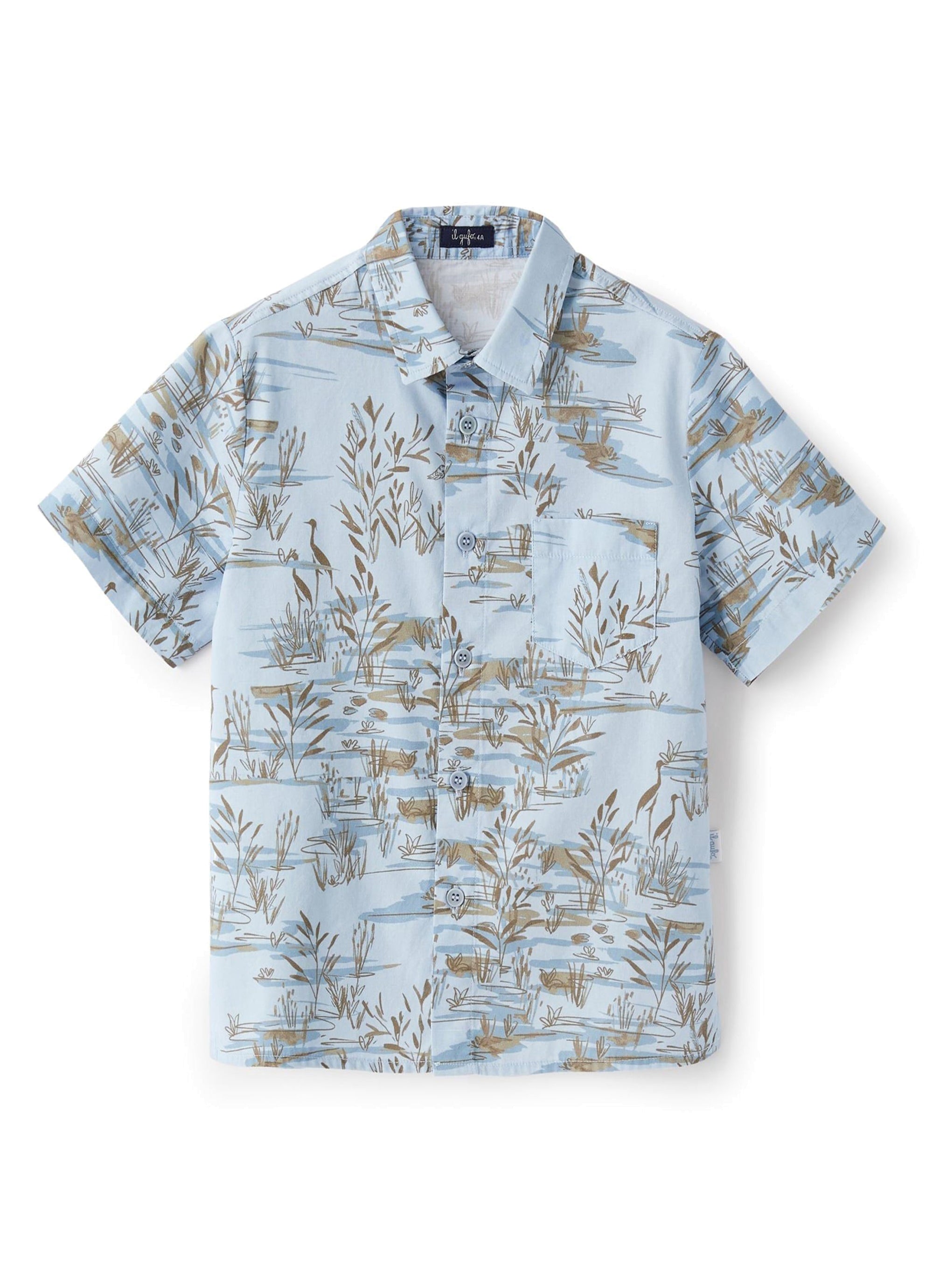 Short-sleeved printed shirt - Powder Blue
