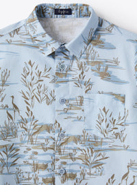 Short-sleeved printed shirt - Powder Blue