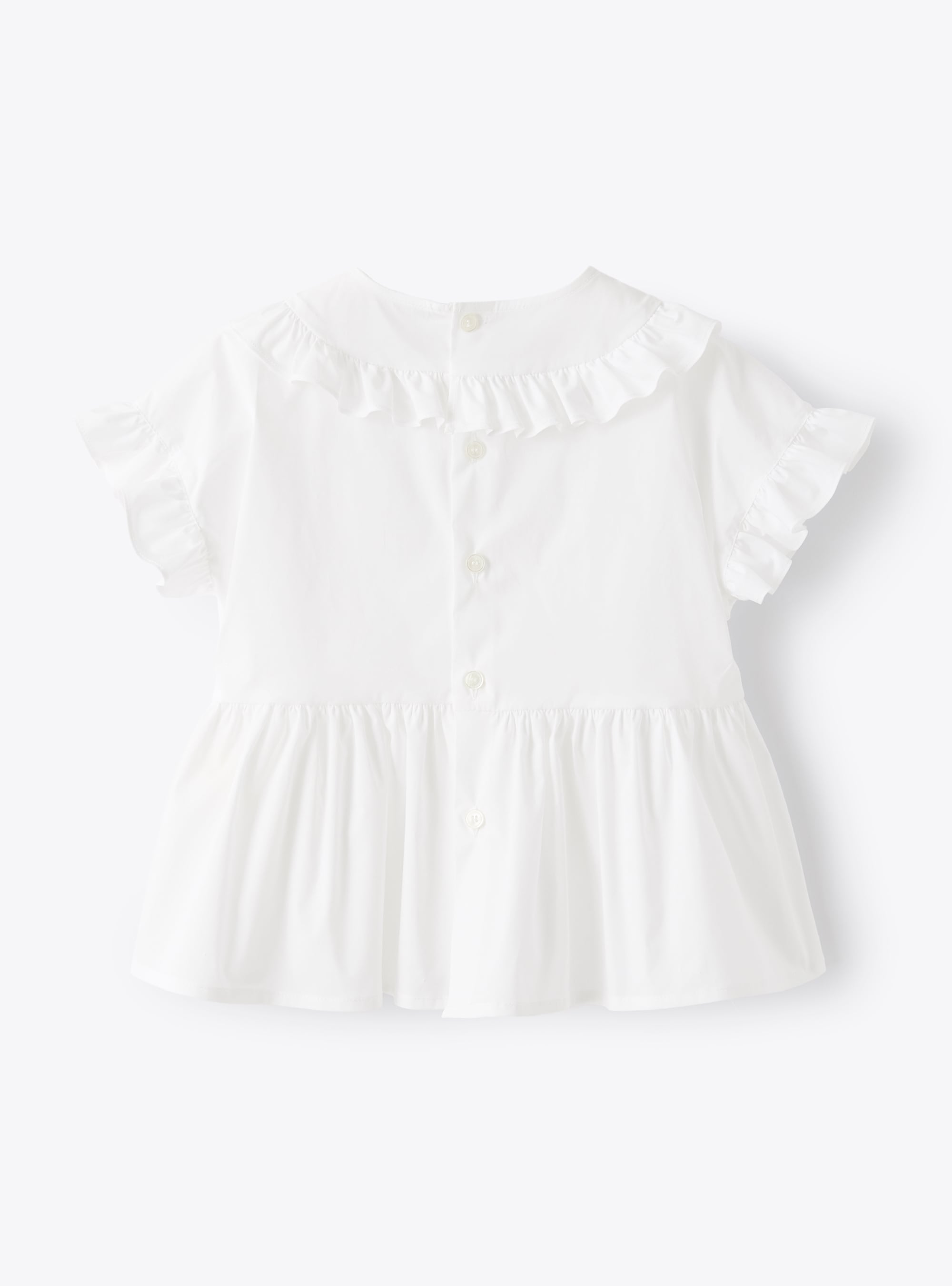 Ruffled poplin shirt - White