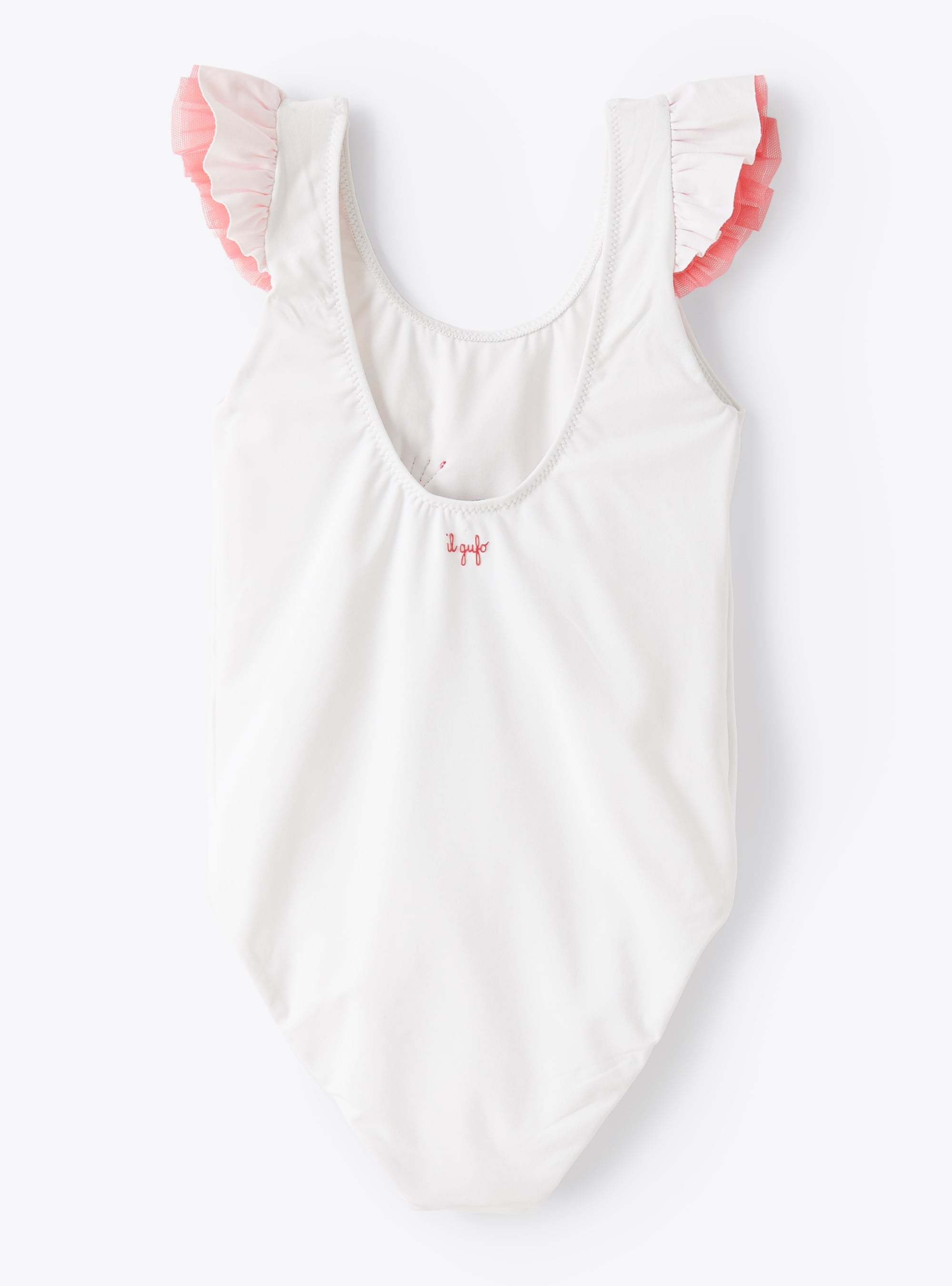 Floral print one-piece swimming costume - White & Strawberry Red