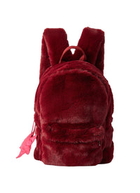 Powdered faux fur backpack - Cranberry Red & Leaf Green
