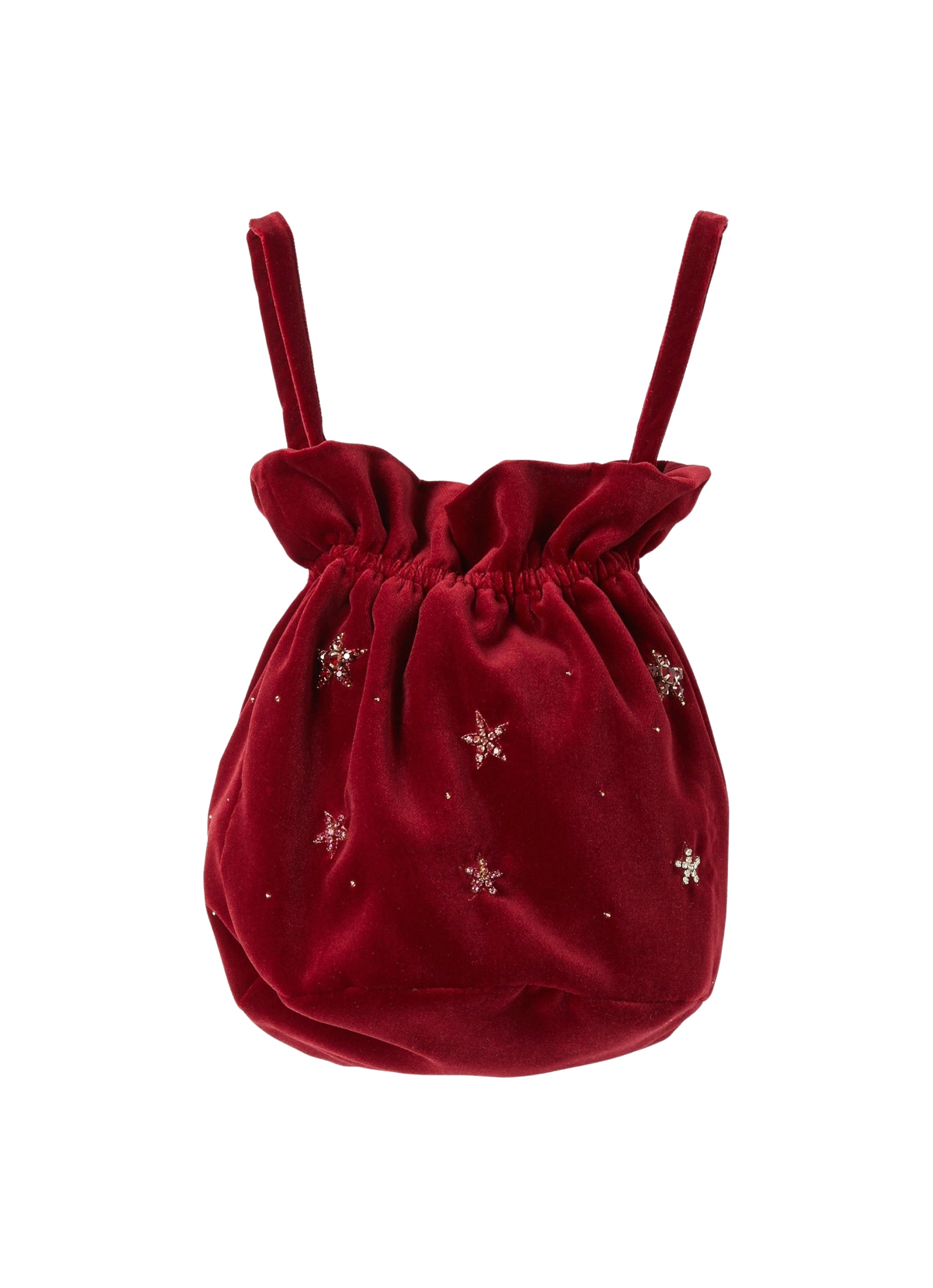 Velvet clutch bag with embroidery - Bordeaux