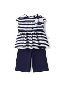 Striped two-piece set - Blue & White
