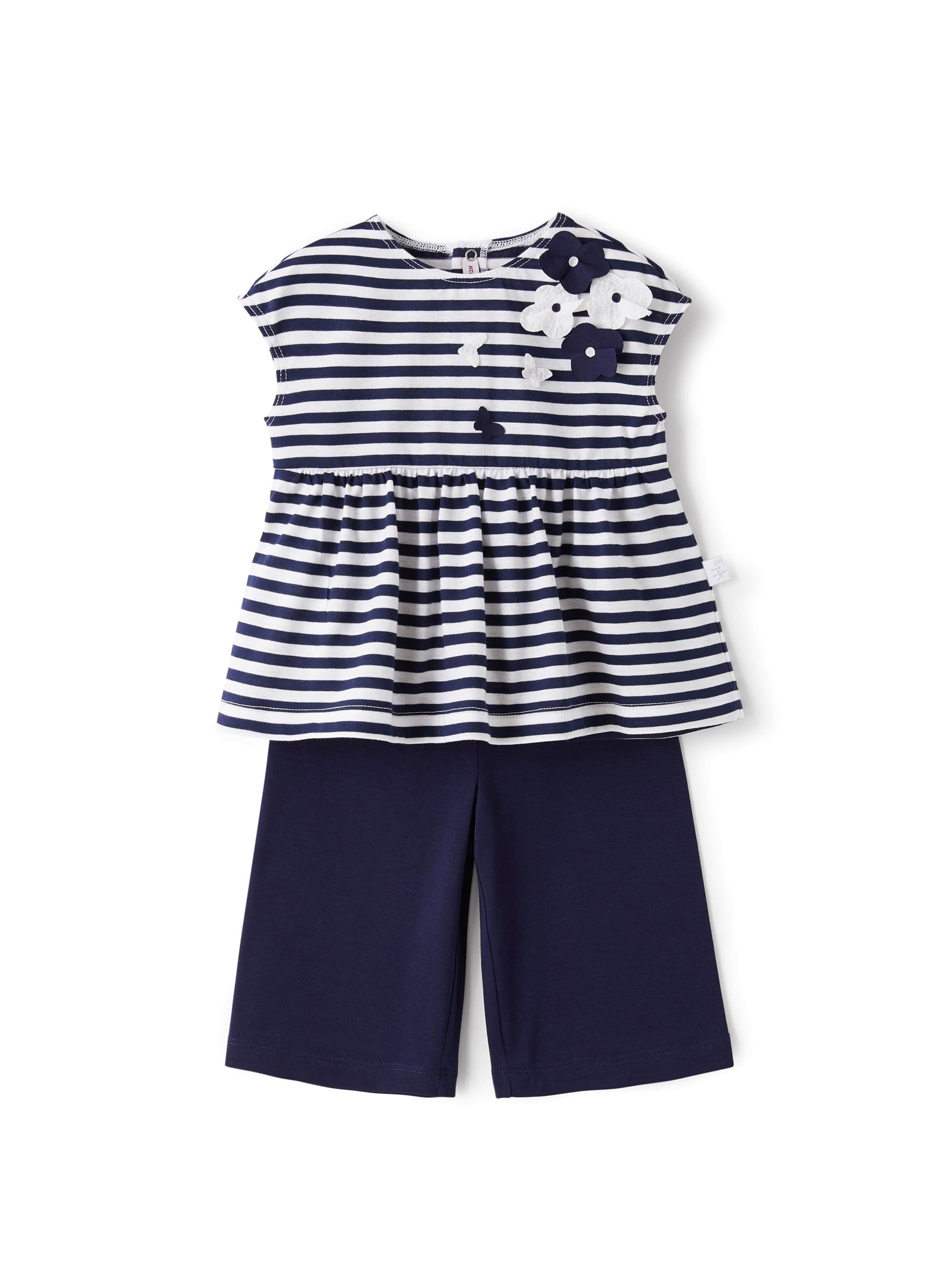 Striped two-piece set - Blue & White