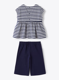 Striped two-piece set - Blue & White
