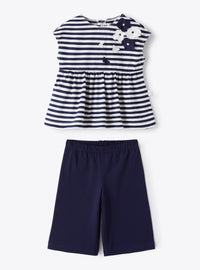 Striped two-piece set - Blue & White