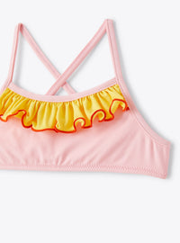 Two-piece swimming costume with crossed straps - Clay Red & Yellow Sun