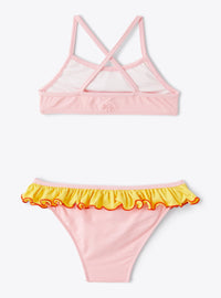 Two-piece swimming costume with crossed straps - Clay Red & Yellow Sun