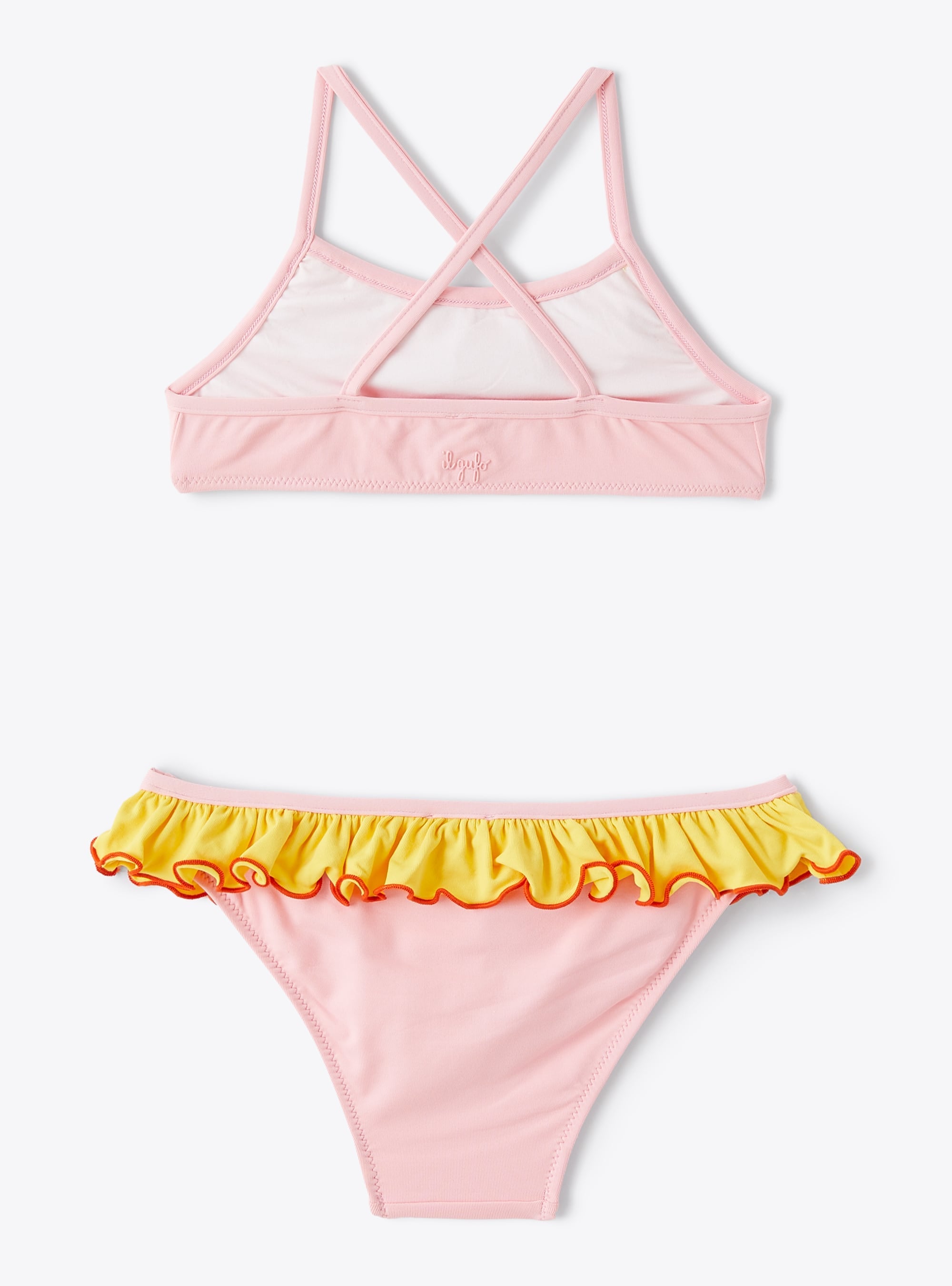 Two-piece swimming costume with crossed straps - Clay Red & Yellow Sun