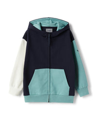 Colourful zip-up sweatshirt - Blue & Sage Green