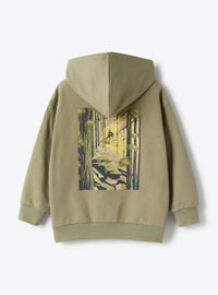 Cycling print hoodie - Green Oregano & Green