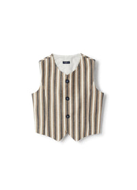 Mixed cardigan with stripe print - Sand
