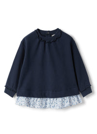 Floral voile ruffled sweatshirt - Blue & Light Blue