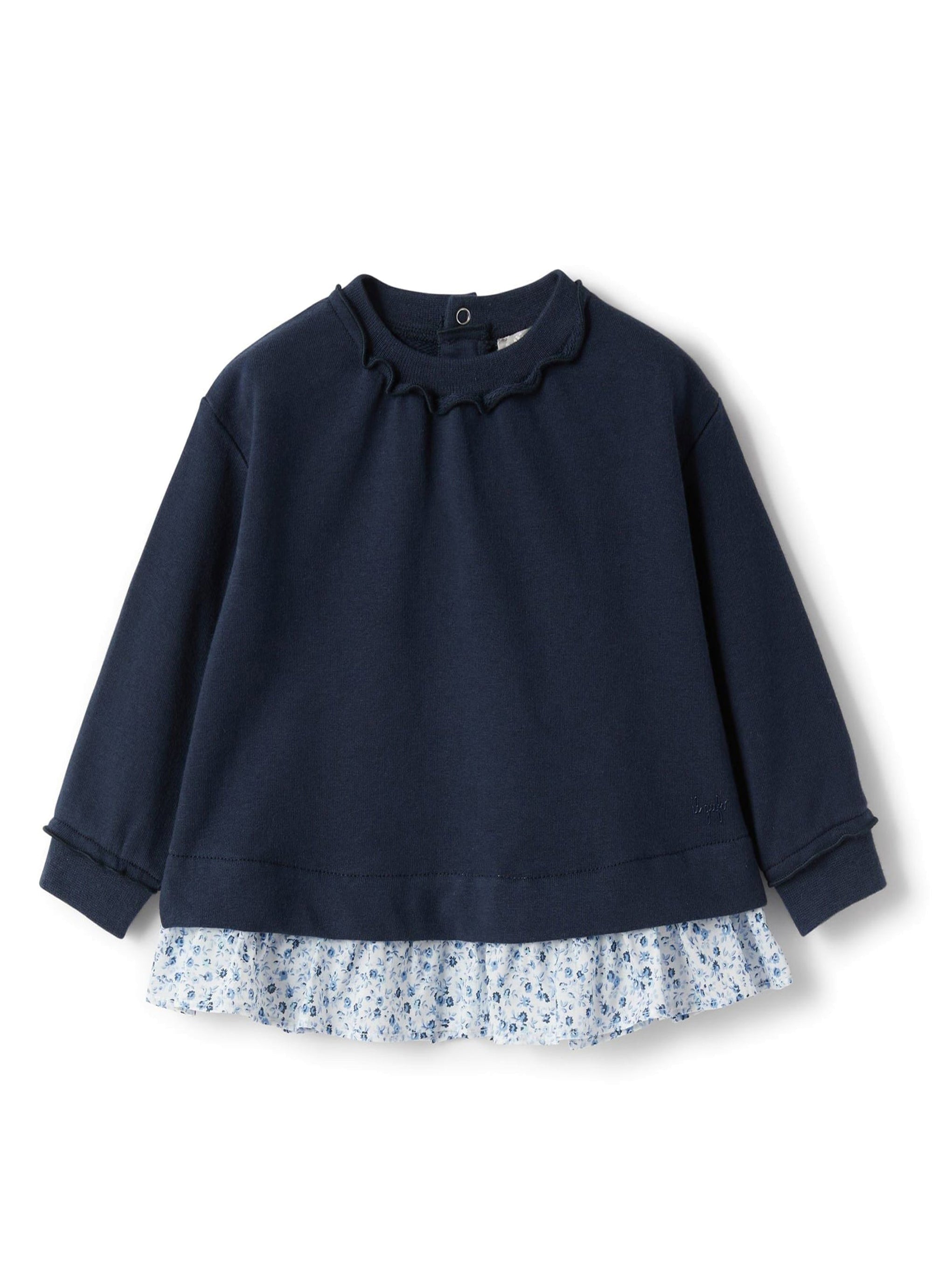 Floral voile ruffled sweatshirt - Blue & Light Blue
