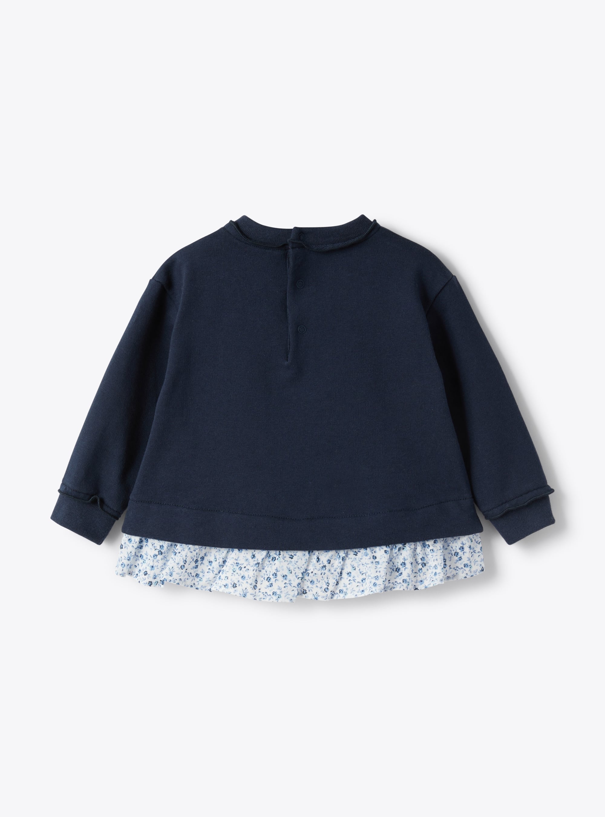 Floral voile ruffled sweatshirt - Blue & Light Blue