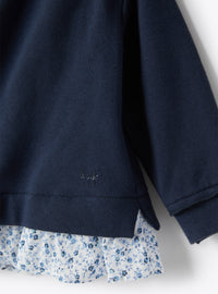 Floral voile ruffled sweatshirt - Blue & Light Blue