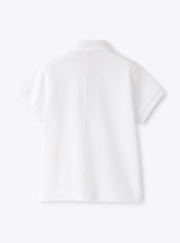 Polo shirt with crepe trim - White & Dark Beige