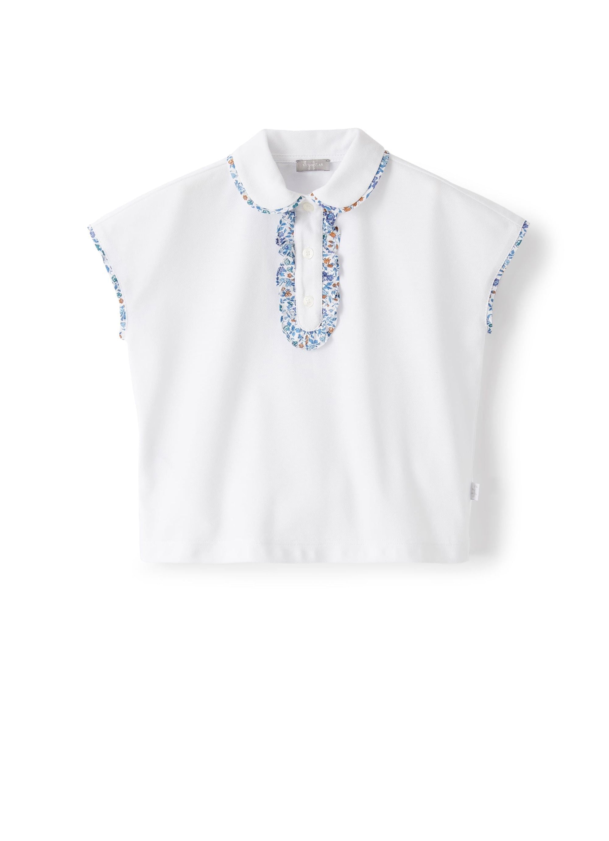 Polo shirt with printed trim - White & Airforce Blue