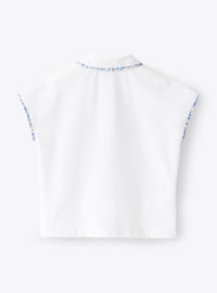 Polo shirt with printed trim - White & Airforce Blue