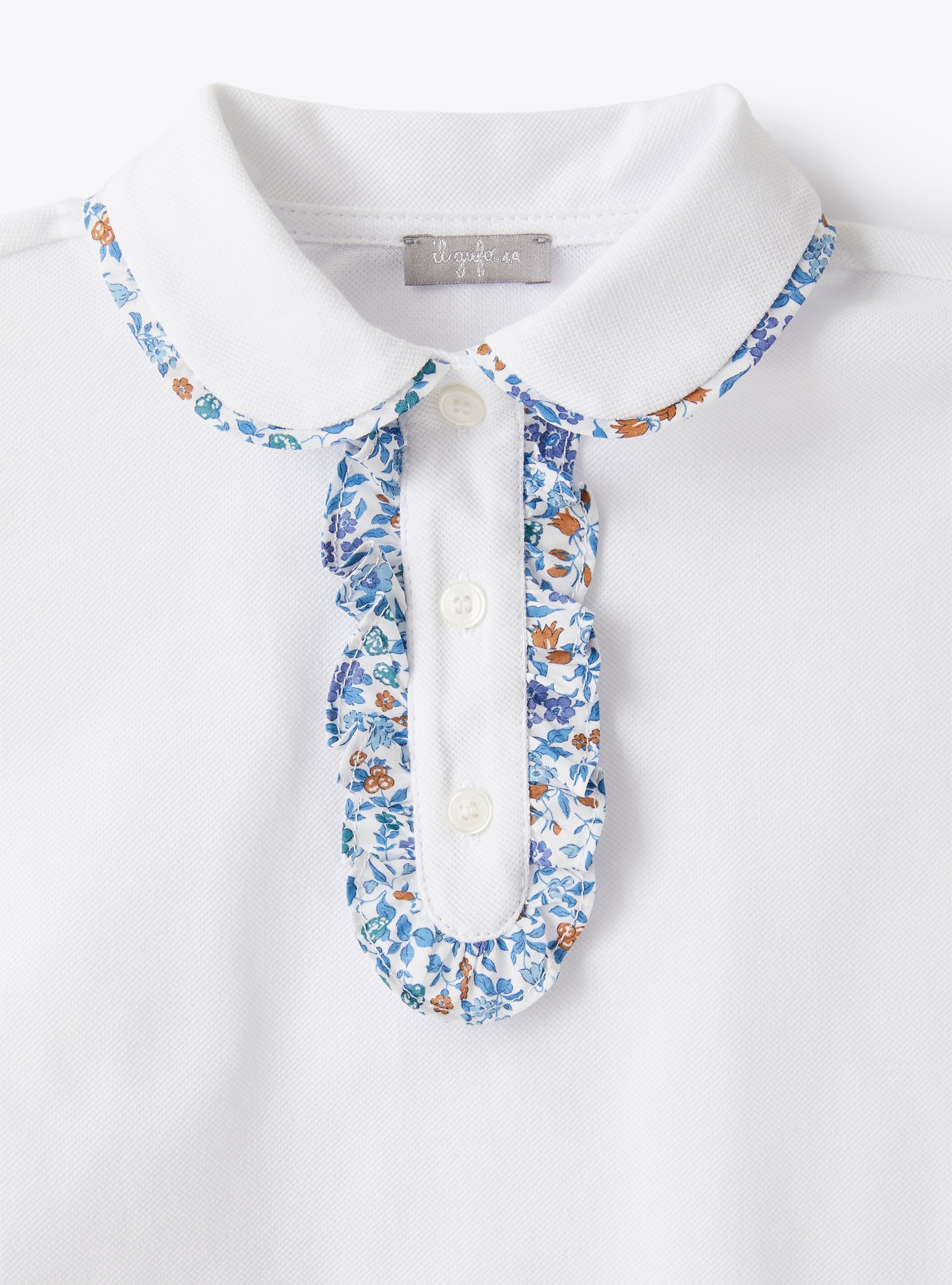 Polo shirt with printed trim - White & Airforce Blue