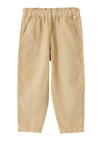 Linen drawstring trousers - Dark Beige